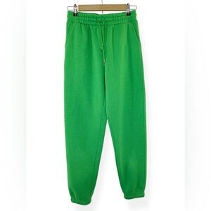 NWT Forever 21 Fleece Drawstring Joggers Women’s Small Green High Waist Pockets